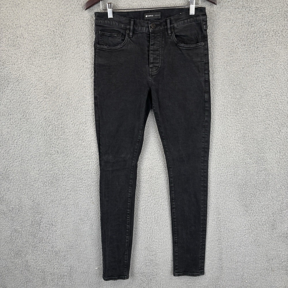 Purple Brand P001 Jeans Mens 30x32 Black Skinny Low Rise Slim Fit Button Fly